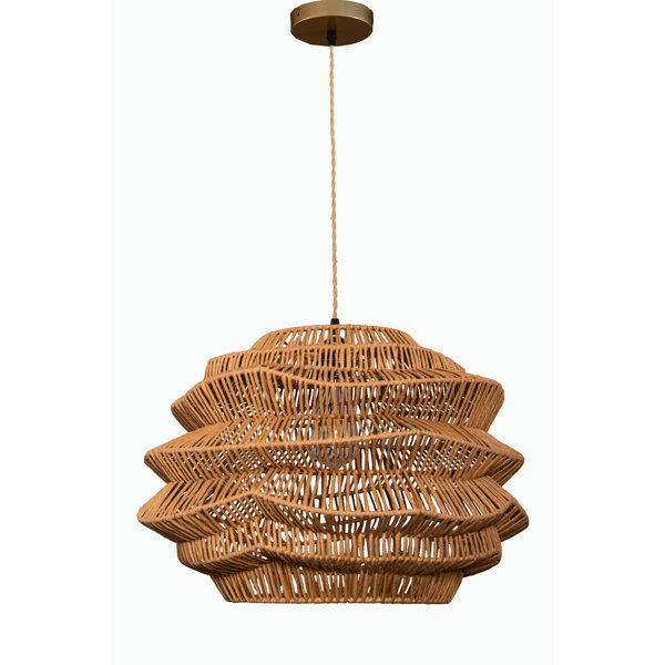 Bay Isle Home Sojitra 1 Light Boho Rattan Natural Pendant Light